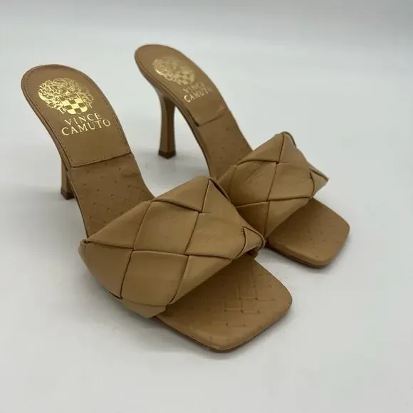 Vince Camuto Brelanie Woven Strap Mule Heels Dulce De Leche Womens Size 6 - Picture 7 of 12